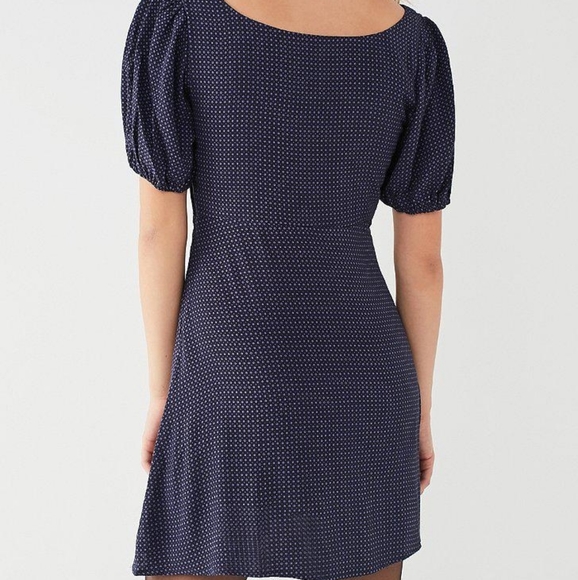 NWT • Urban Outfitters • Ditzy Y2k VSCO Navy Blue Puff Mini Dress Flowy Small - Picture 5 of 5
